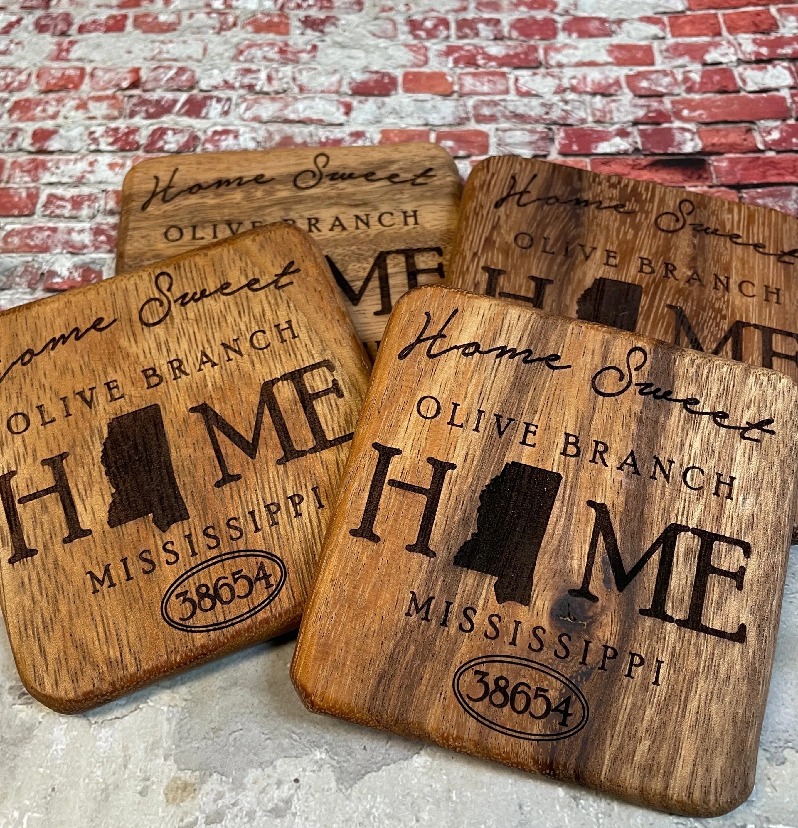 Home Sweet Home Coasters - Solid Walnut