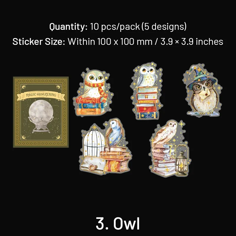 HP Wizard Magic Clear Transparent Stickers - Potion Making, Book, Owl, Hat, Potion, Flying Broomstick