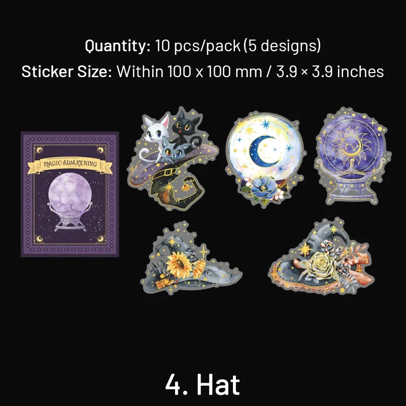 HP Wizard Magic Clear Transparent Stickers - Potion Making, Book, Owl, Hat, Potion, Flying Broomstick