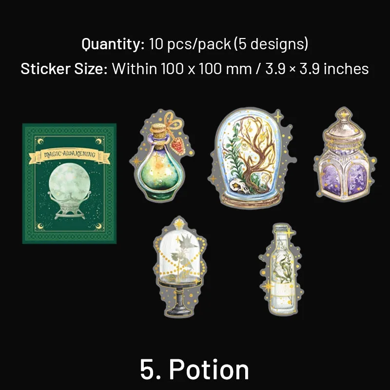 HP Wizard Magic Clear Transparent Stickers - Potion Making, Book, Owl, Hat, Potion, Flying Broomstick