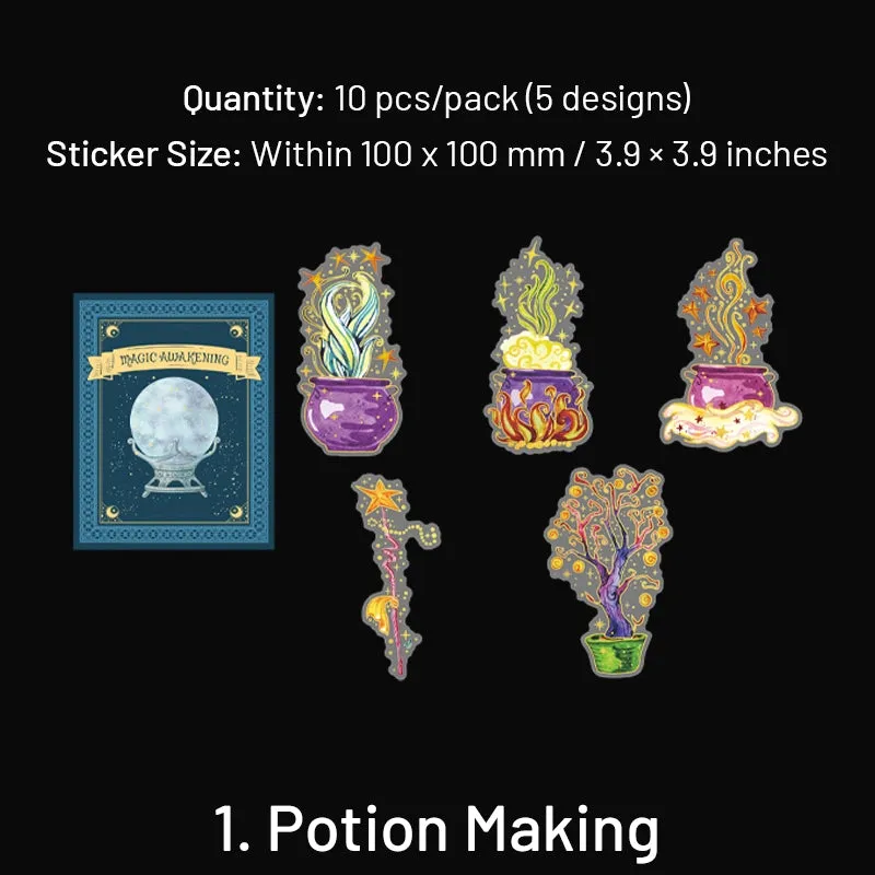 HP Wizard Magic Clear Transparent Stickers - Potion Making, Book, Owl, Hat, Potion, Flying Broomstick