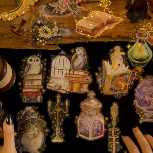 HP Wizard Magic Clear Transparent Stickers - Potion Making, Book, Owl, Hat, Potion, Flying Broomstick