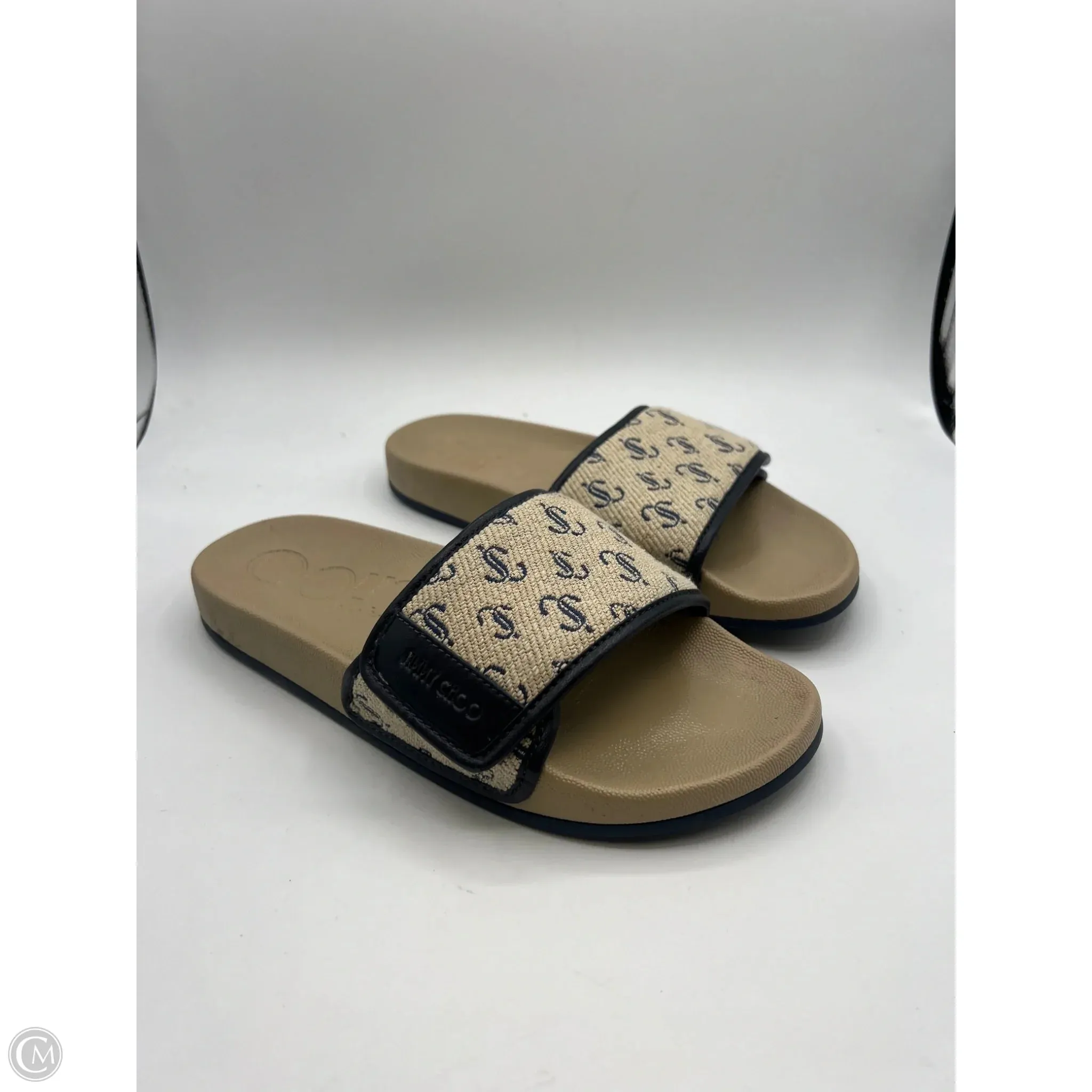 Sandals Luxury Designer By Jimmy Choo In Blue & Tan, Size: 6.5 mesh construction Cushioning Pods