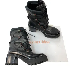 Eco Friendly Construction Friction Free Inner Seams Boots Designer By See By Chloe In Black, Size:9