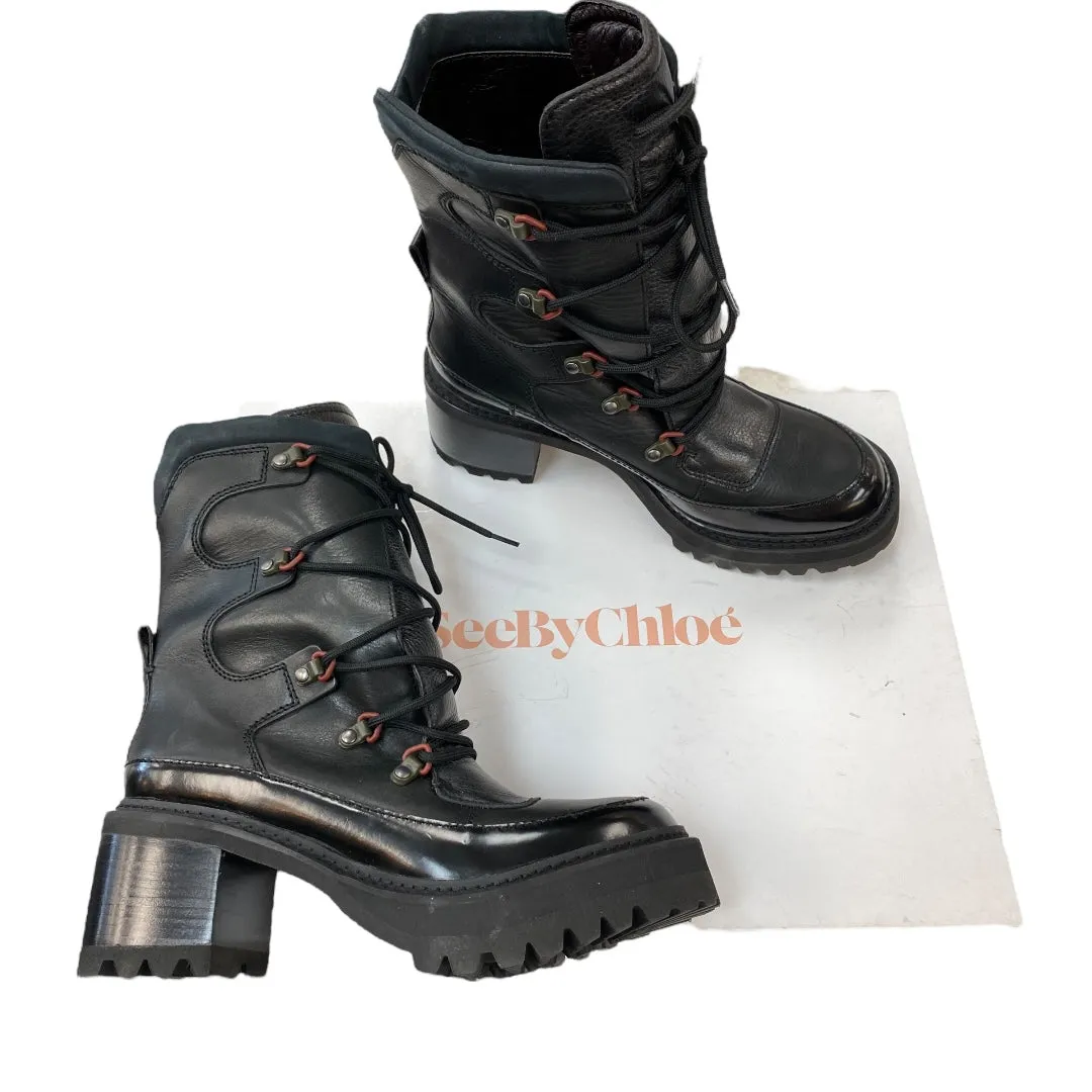 Eco Friendly Construction Friction Free Inner Seams Boots Designer By See By Chloe In Black, Size:9