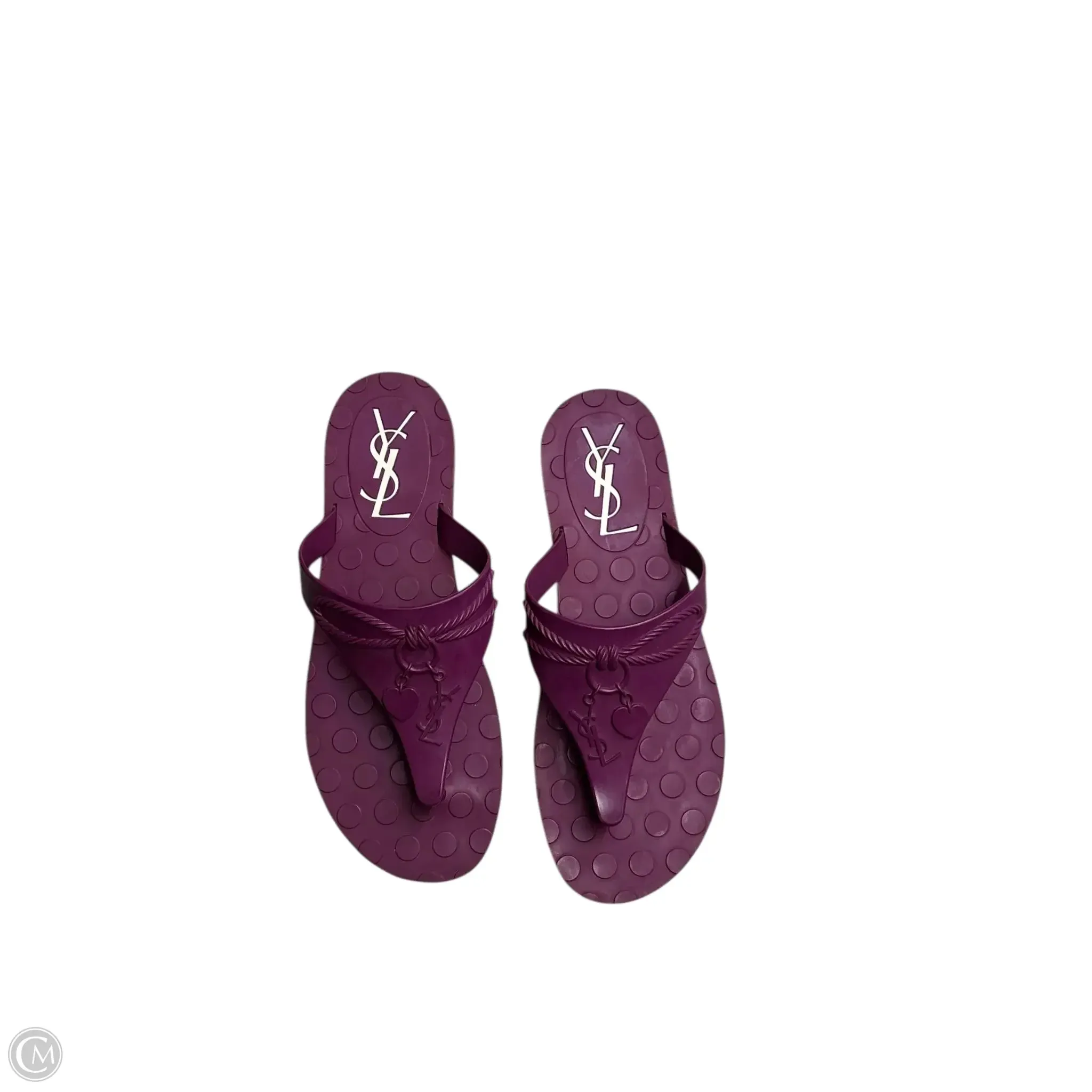 Sandals Luxury Designer By Yves Saint Laurent In Purple Breathable Textile Lining