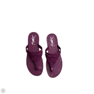 Sandals Luxury Designer By Yves Saint Laurent In Purple Breathable Textile Lining