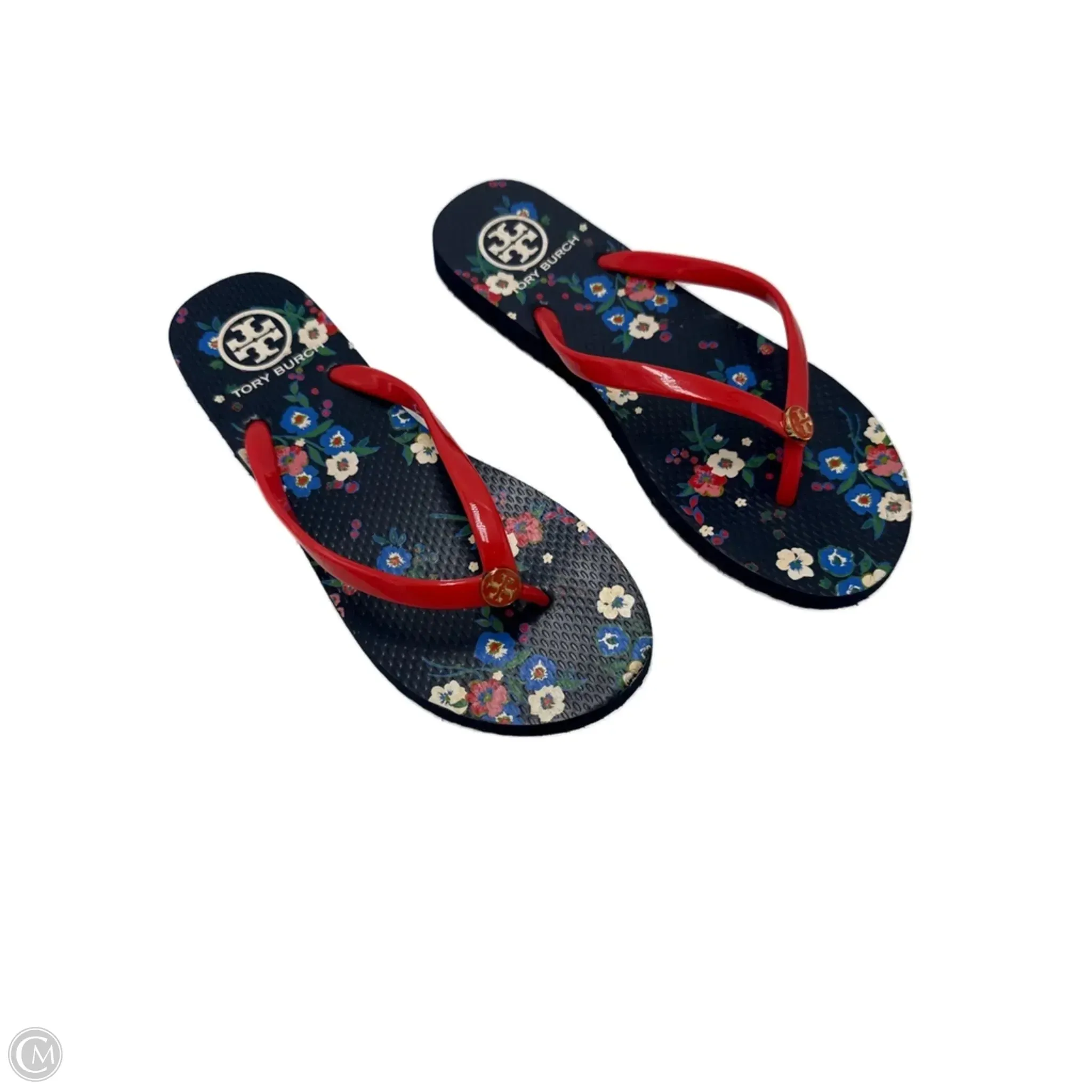 Sandals / Fl9ip Flops Designer By Tory Burch In Floral Print, Size: 8 Work