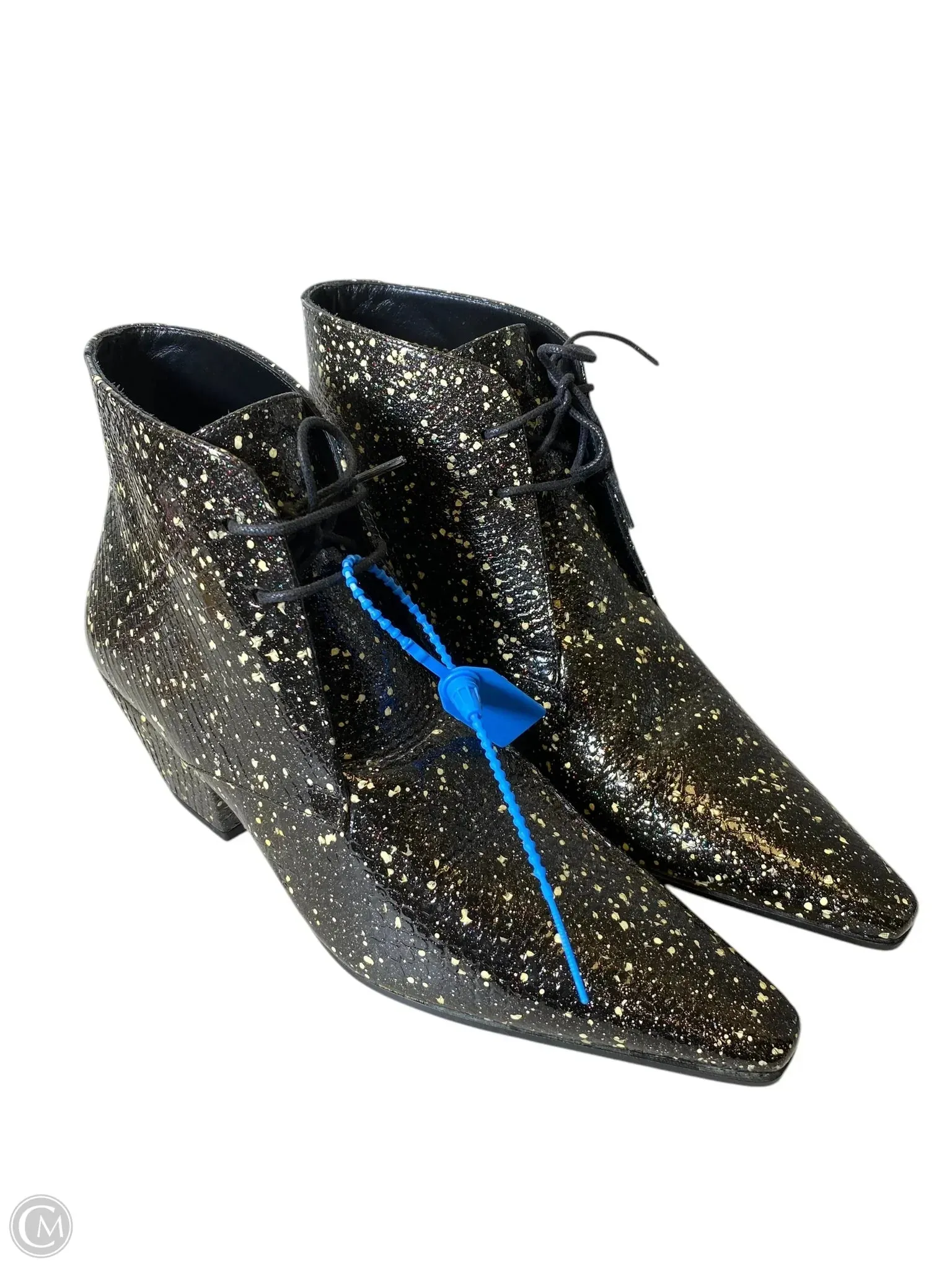 Moist Guard Storm Guard Shoes Luxury Designer By Yves Saint Laurent In Black & Cream, Size: 8.5