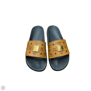 Block Walk Trend Hot Sandals Luxury Designer By Mcm In Black & Brown, Size: 11