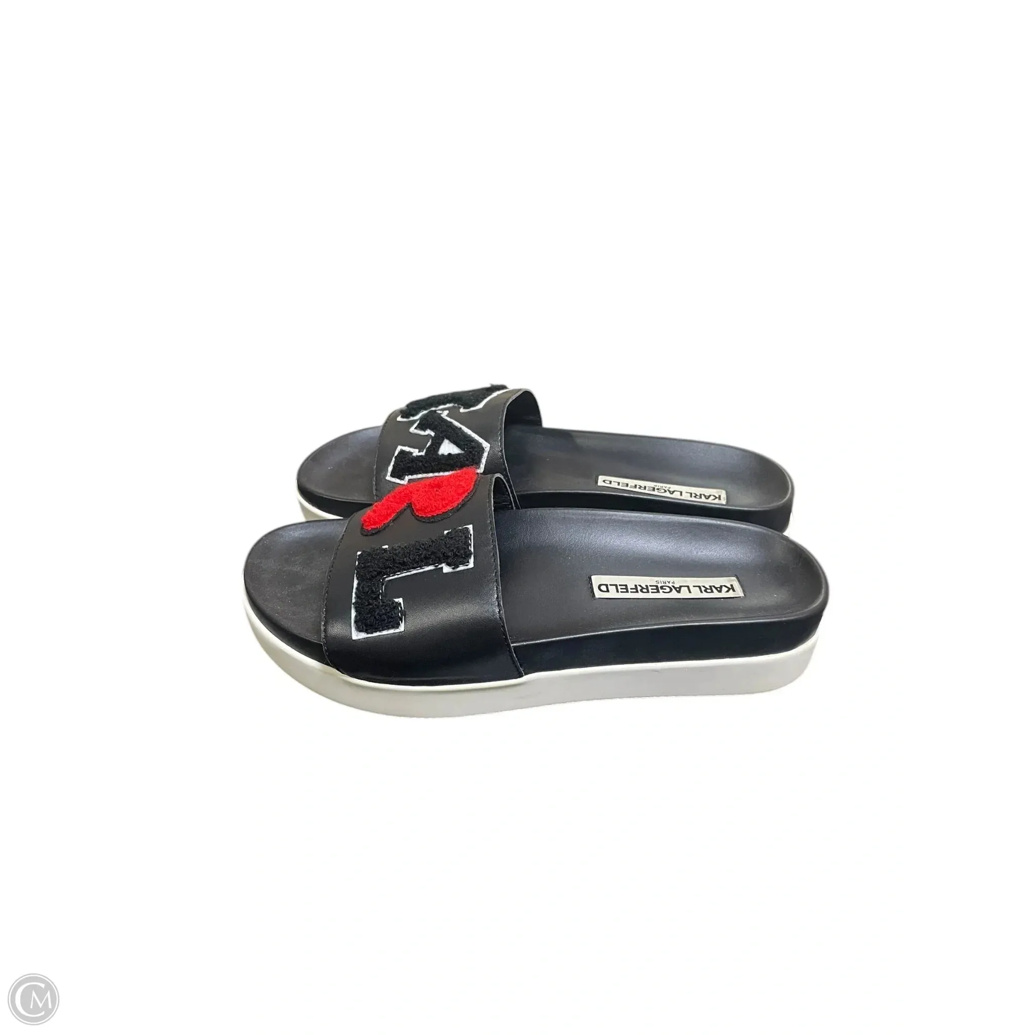 Sandals Designer By Karl Lagerfeld In Black, Size: 7 All Day Comfort
