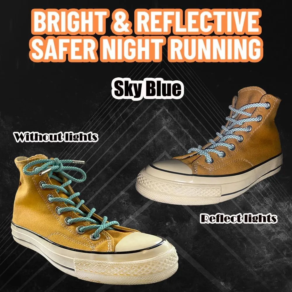 Iron head Round shoelaces Reflective for sneakers