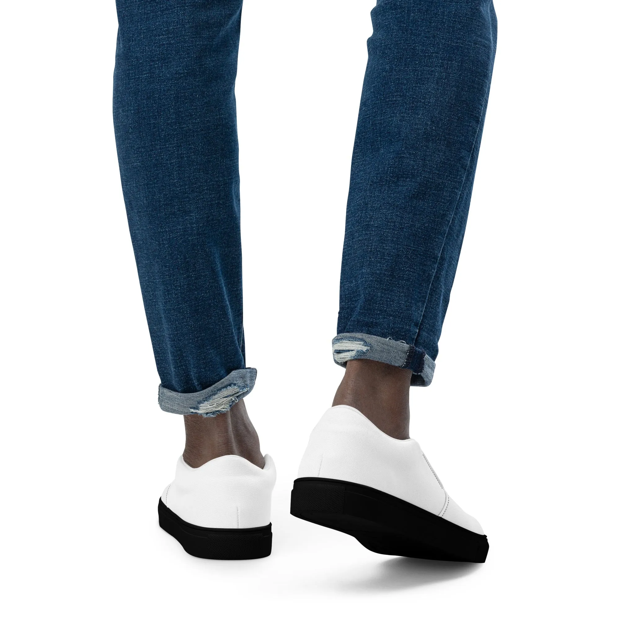 iSAW Mens White / White Black Slip-On Canvas Shoes