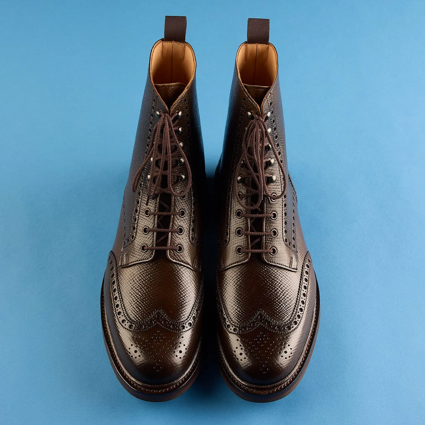 Islay Dark Brown Hatch Grain Cordovan Rough Path Street Style