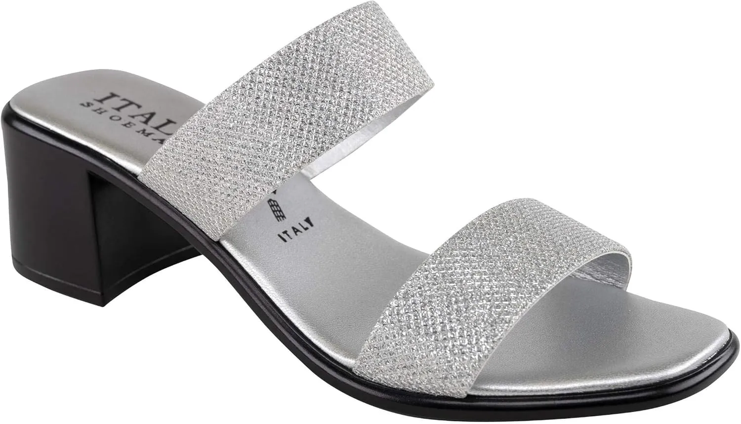 ITALIAN Shoemakers Frannie Womens Chunky Block Heel Strapped Sandal Dressy Open Toe Slide for Women