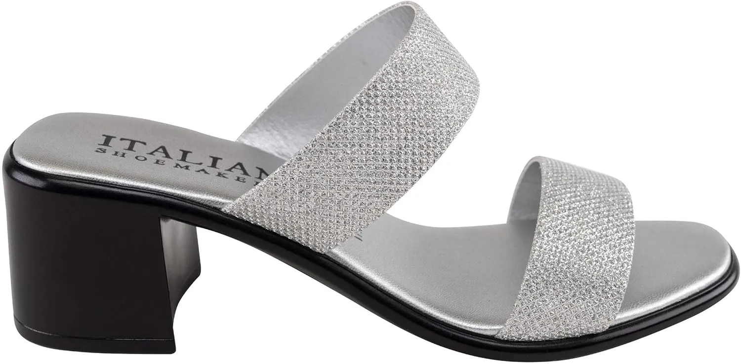 ITALIAN Shoemakers Frannie Womens Chunky Block Heel Strapped Sandal Dressy Open Toe Slide for Women