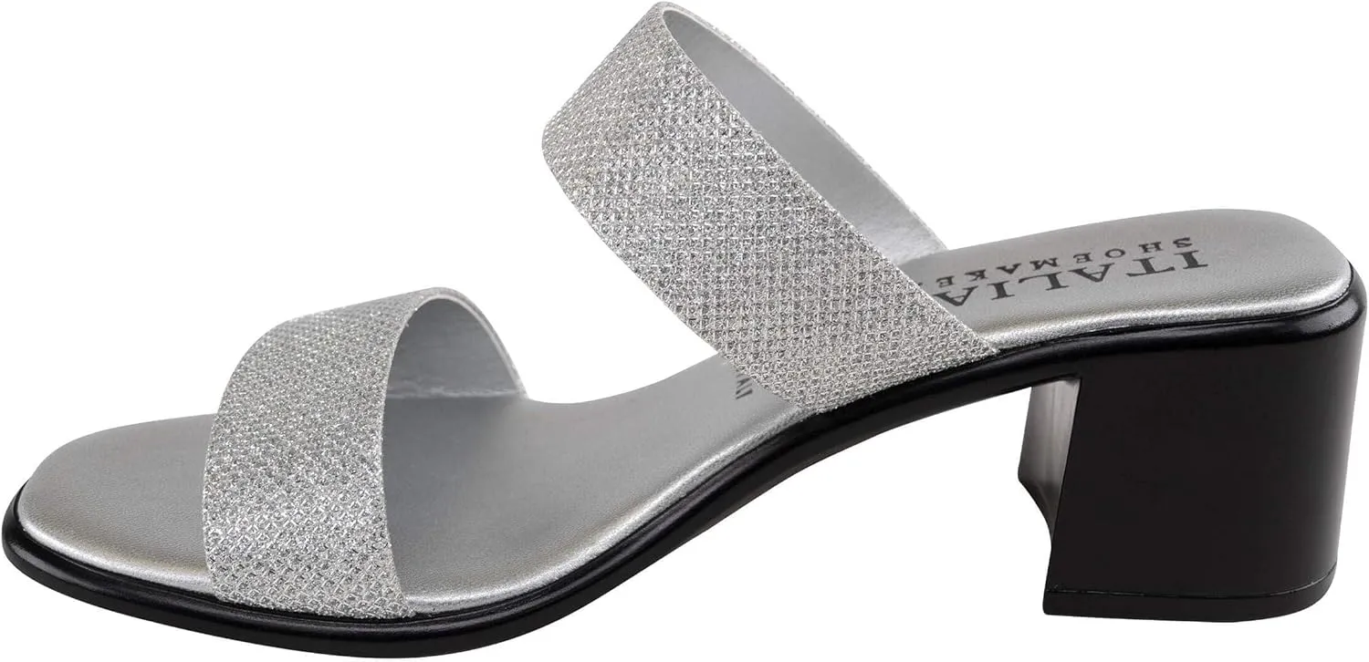 ITALIAN Shoemakers Frannie Womens Chunky Block Heel Strapped Sandal Dressy Open Toe Slide for Women