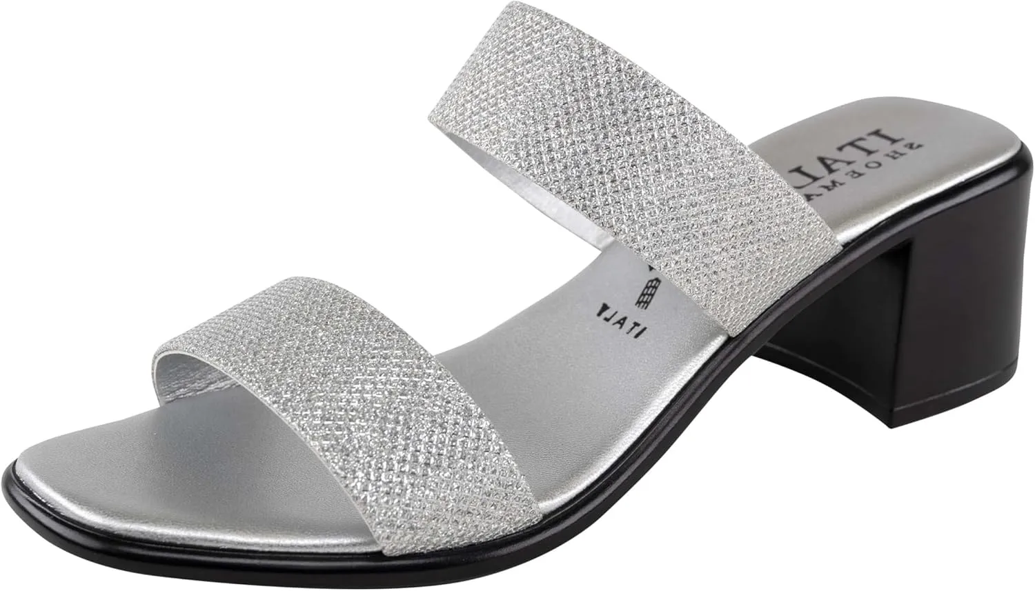 ITALIAN Shoemakers Frannie Womens Chunky Block Heel Strapped Sandal Dressy Open Toe Slide for Women