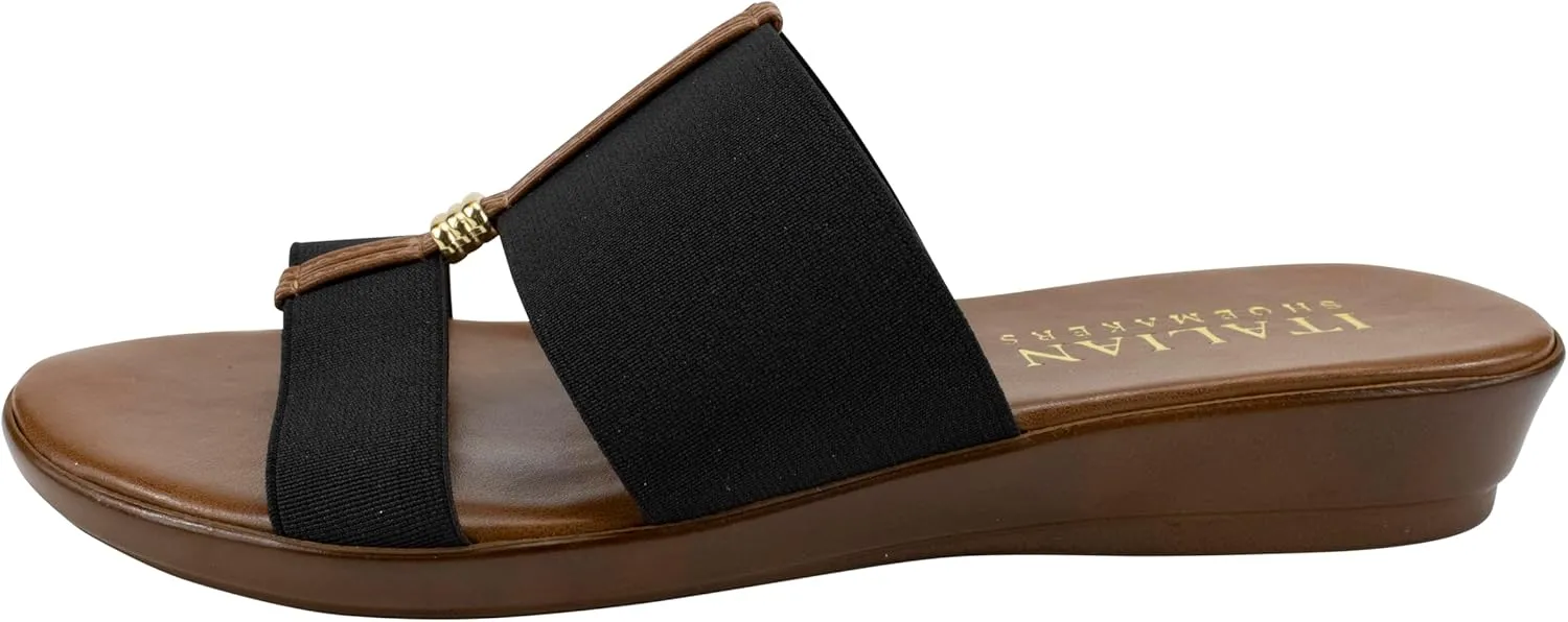 ITALIAN Shoemakers Women's Sofy Wedge Sandal, Comfort Casual Open Toe – Made in Italy, 1.5" Heel