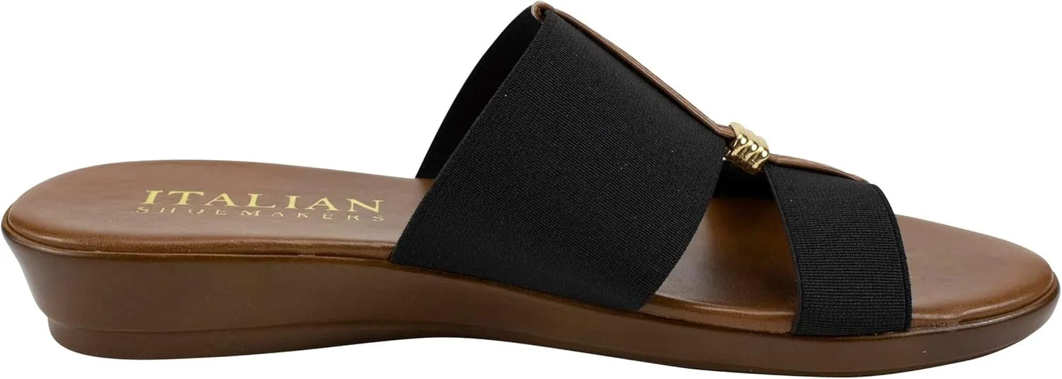 ITALIAN Shoemakers Women's Sofy Wedge Sandal, Comfort Casual Open Toe – Made in Italy, 1.5" Heel