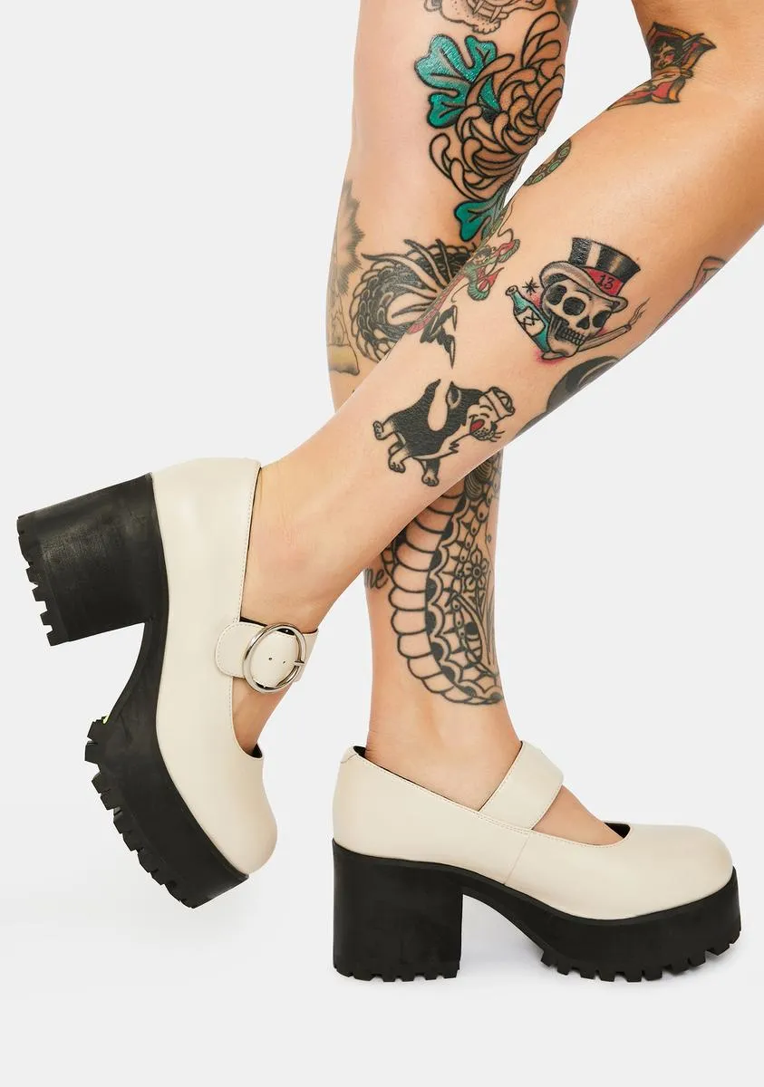 Ivory Damnation Platform Mary Janes