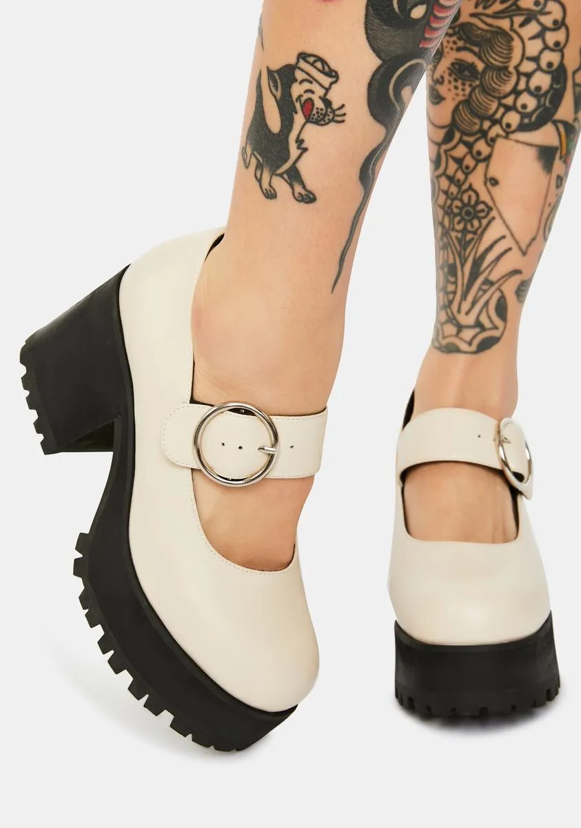 Ivory Damnation Platform Mary Janes