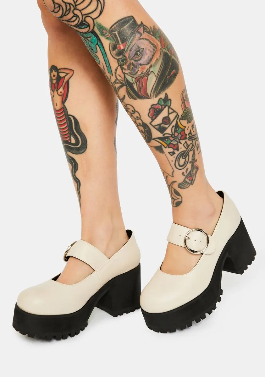 Ivory Damnation Platform Mary Janes