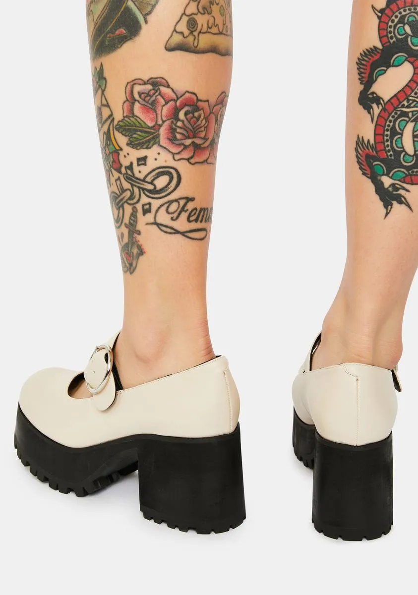 Ivory Damnation Platform Mary Janes