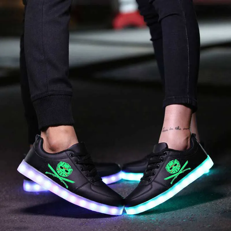 Jason Voorhees  Light Up Shoes Flashing LED Luminous Shoes  Horror Movie Low Top Unisex Shoes