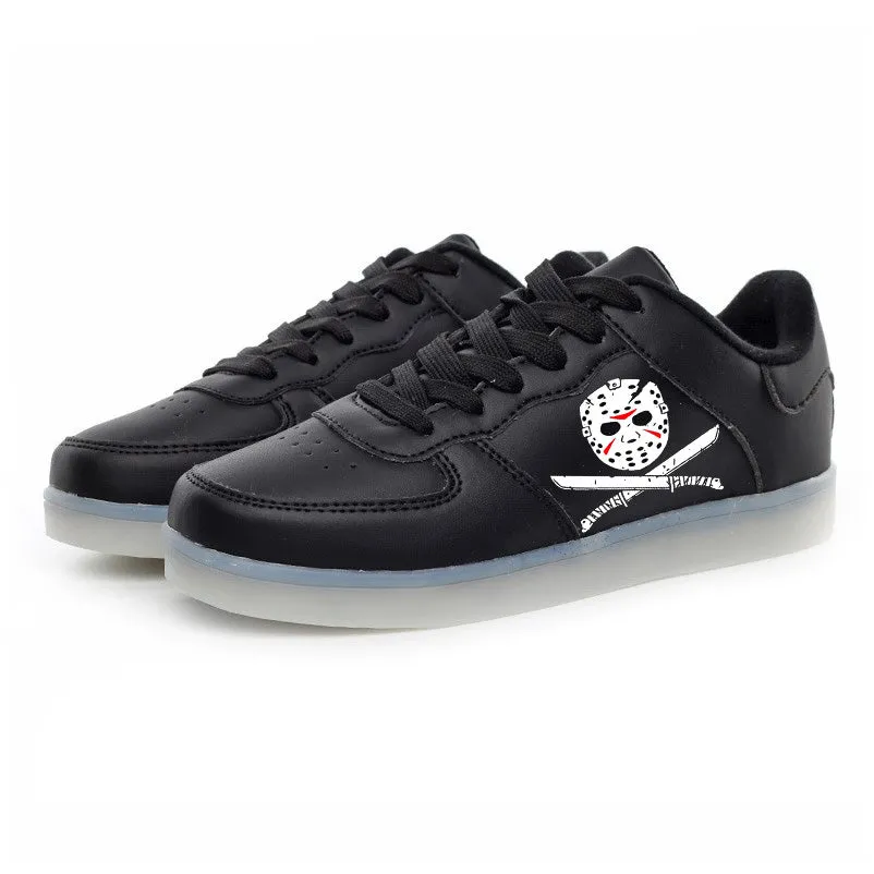 Jason Voorhees  Light Up Shoes Flashing LED Luminous Shoes  Horror Movie Low Top Unisex Shoes