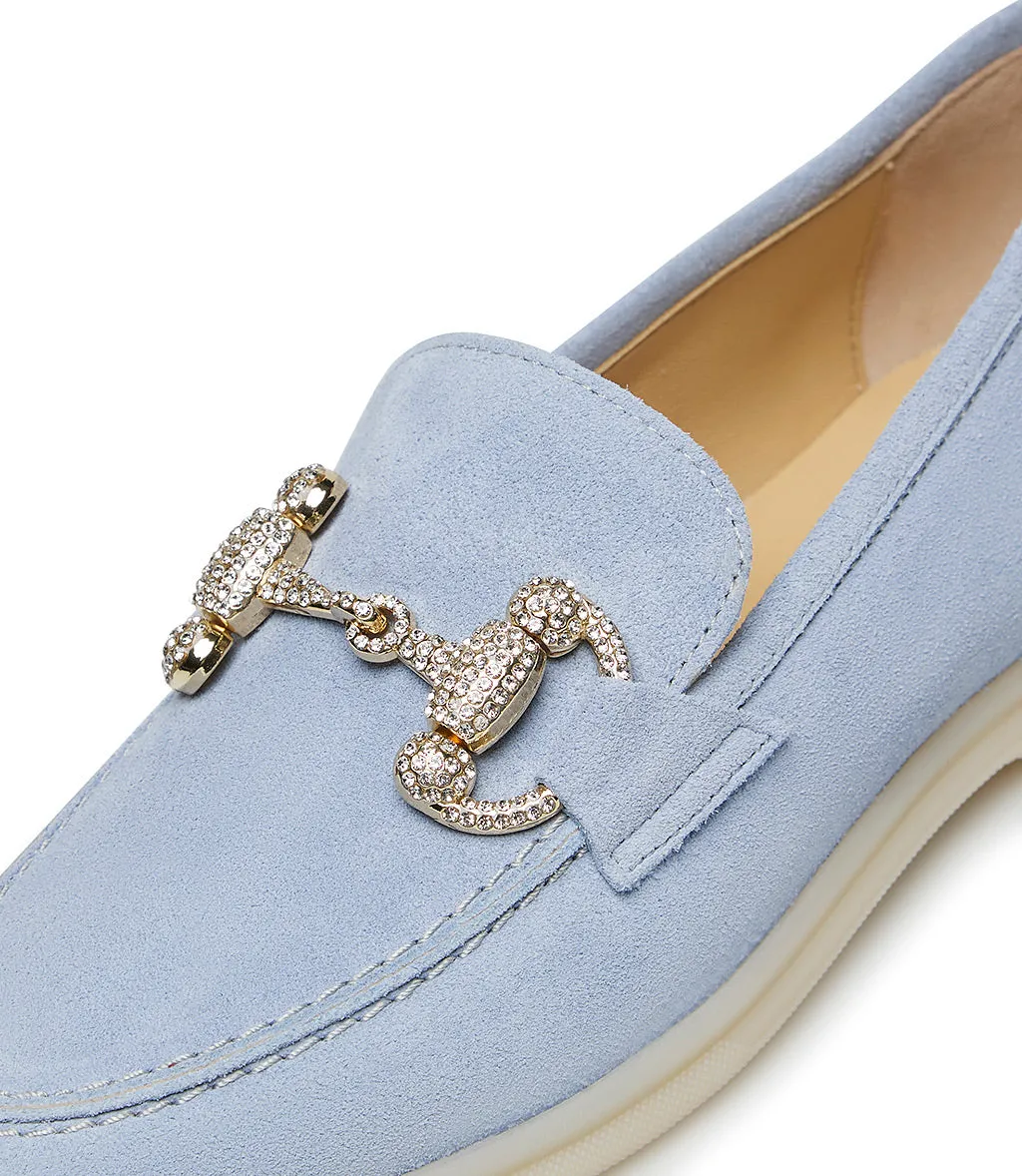 Jewel-buckle Wisteria suede loafers