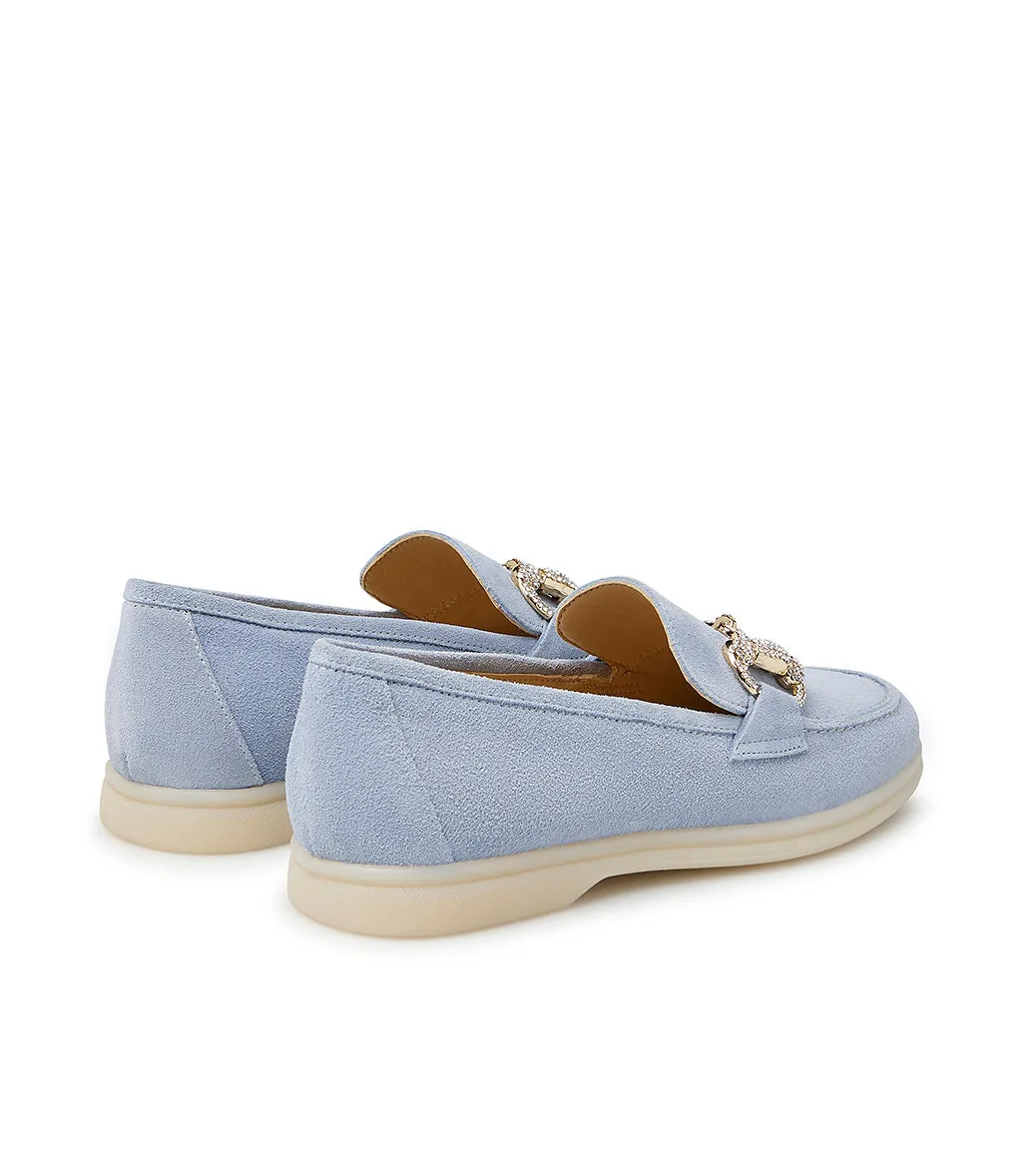 Jewel-buckle Wisteria suede loafers