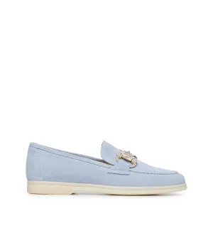 Jewel-buckle Wisteria suede loafers
