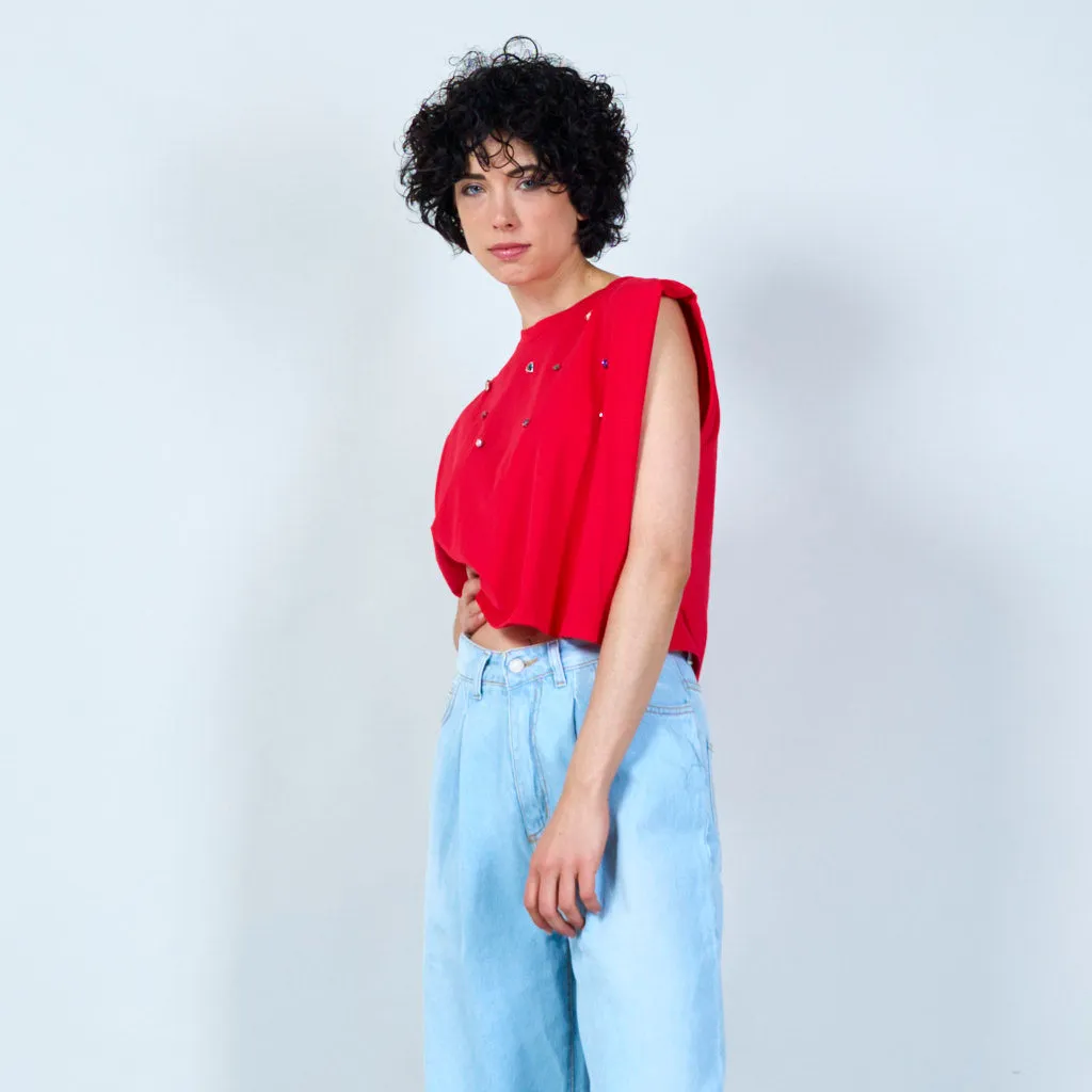 Jewel embellished t-shirt wholesale