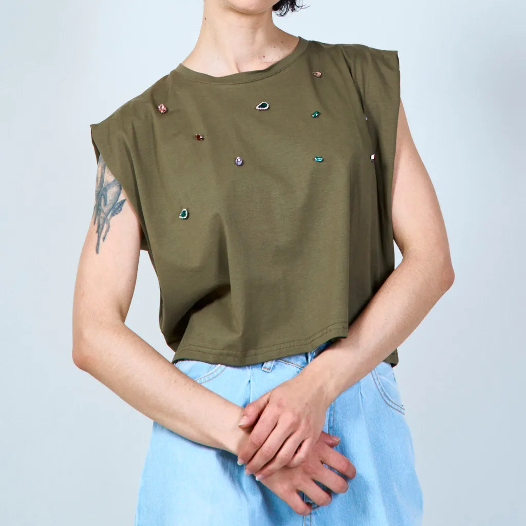 Jewel embellished t-shirt wholesale