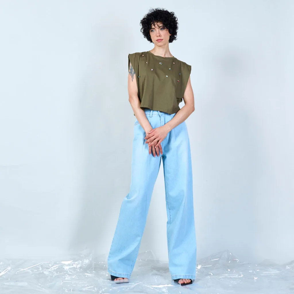 Jewel embellished t-shirt wholesale