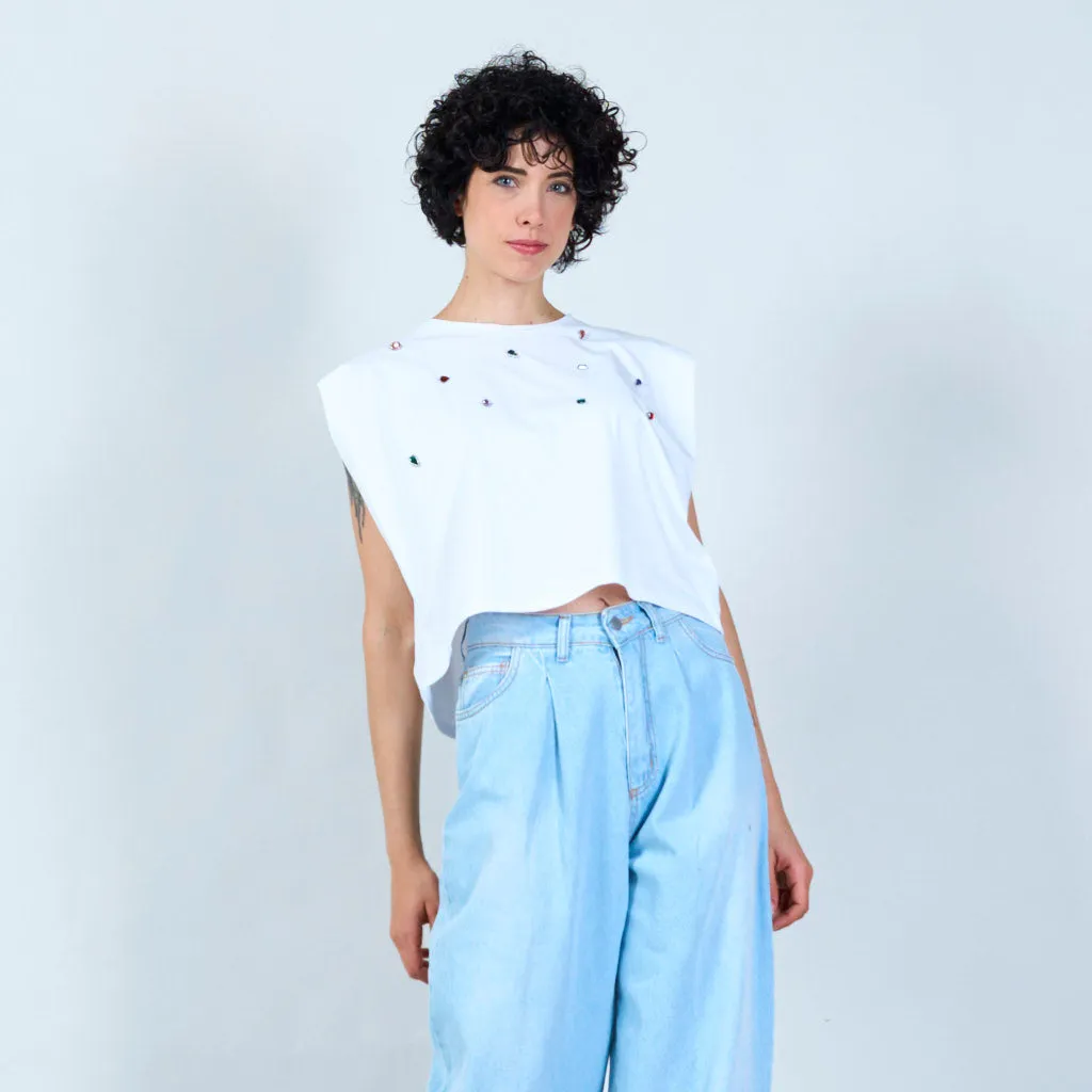 Jewel embellished t-shirt wholesale