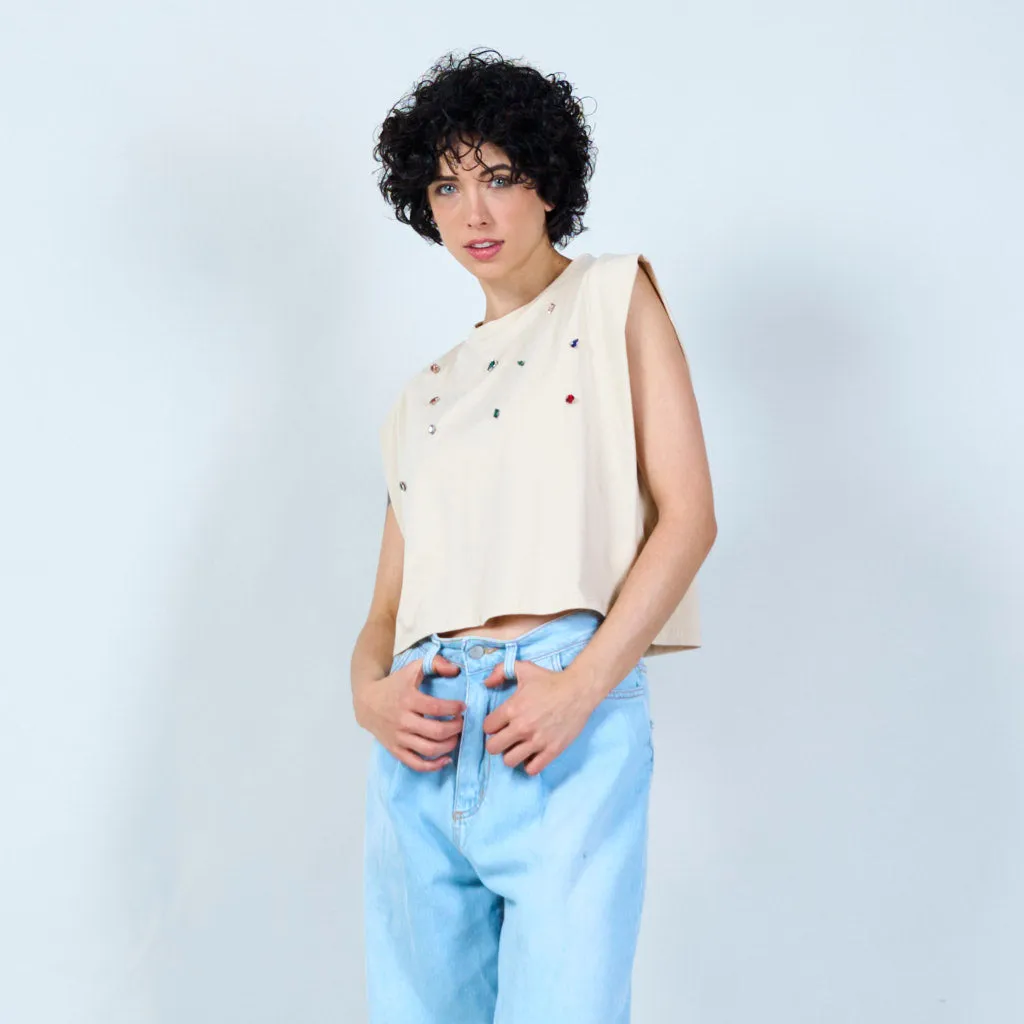 Jewel embellished t-shirt wholesale