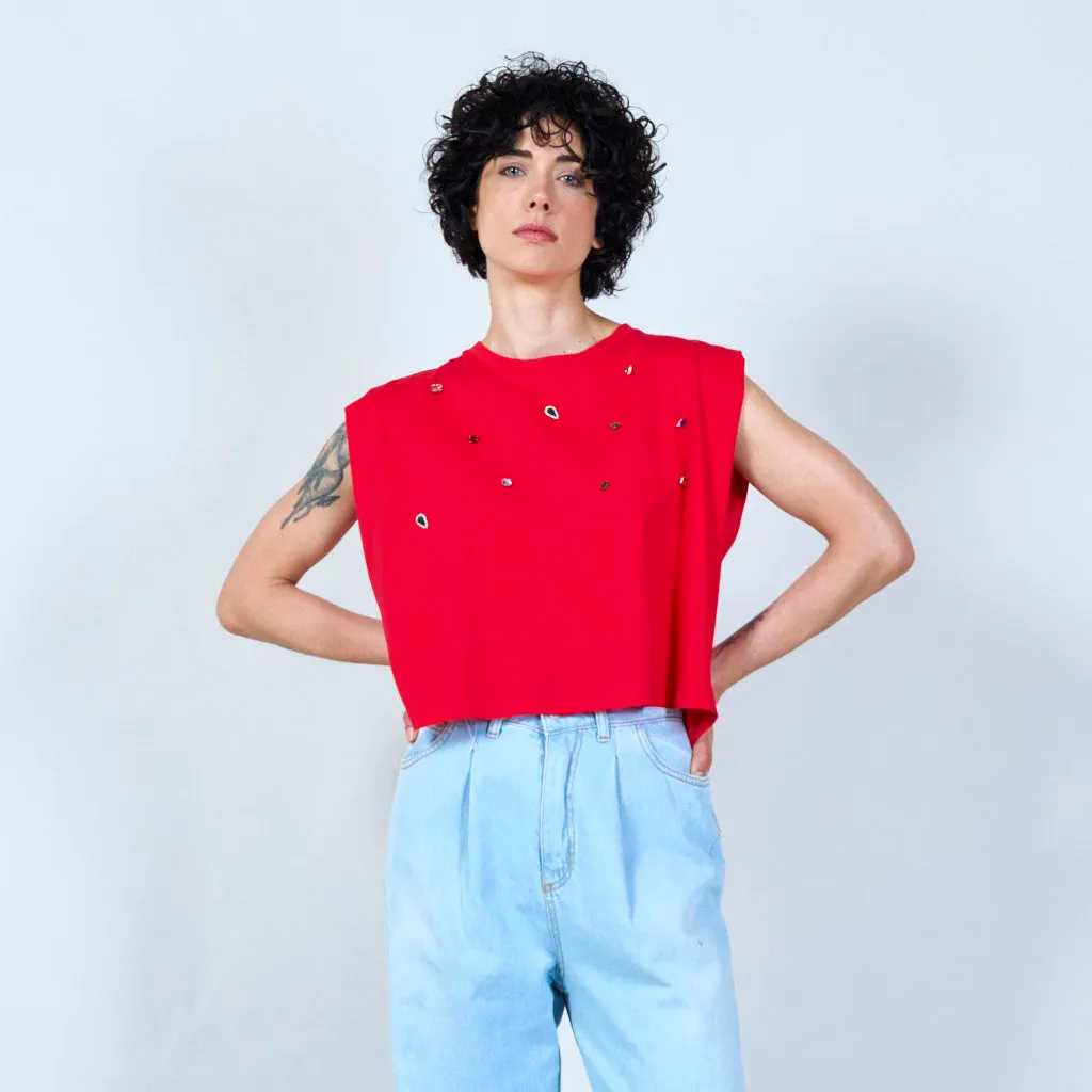 Jewel embellished t-shirt wholesale