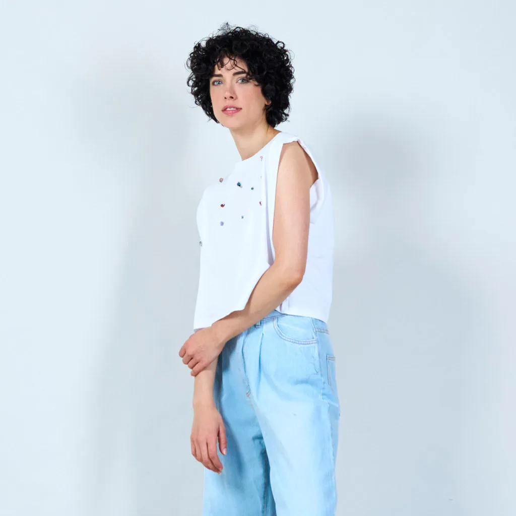 Jewel embellished t-shirt wholesale