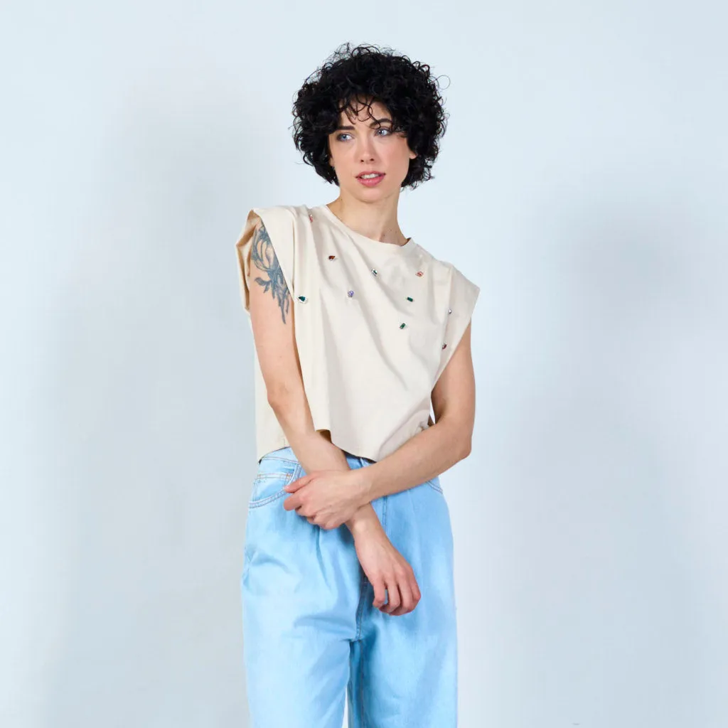 Jewel embellished t-shirt wholesale