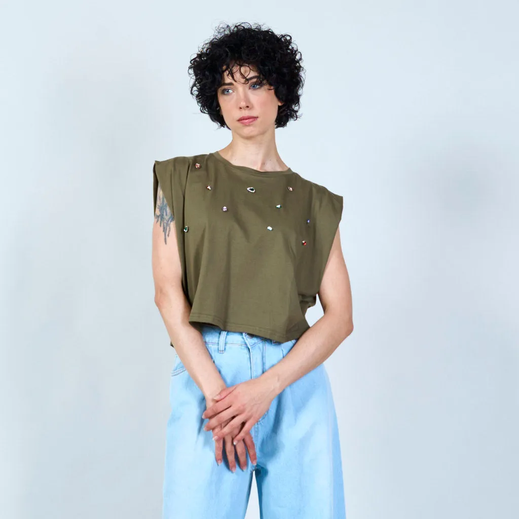Jewel embellished t-shirt wholesale