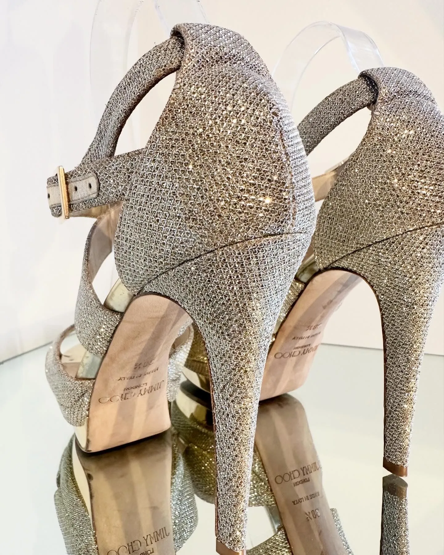 JIMMY CHOO Glitter Platform High-Heels