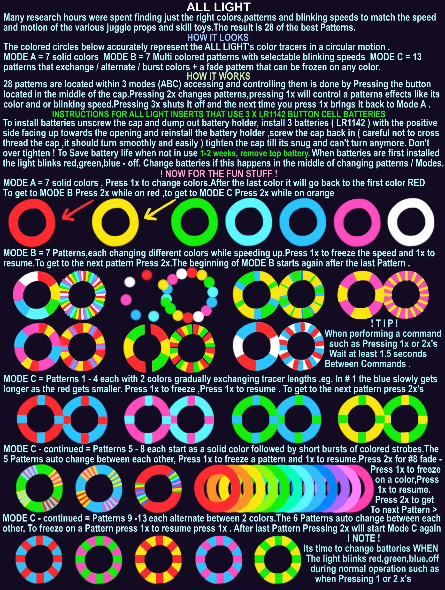 Juggle-Light 12-Panel LED Hacky Sack - 'Multi-Light'
