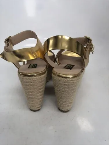 JUICY COUTURE ZEHILA GOLD FOLD WOMEN'S ESPADRILLE HEELS (SIZE 6.5) JC6