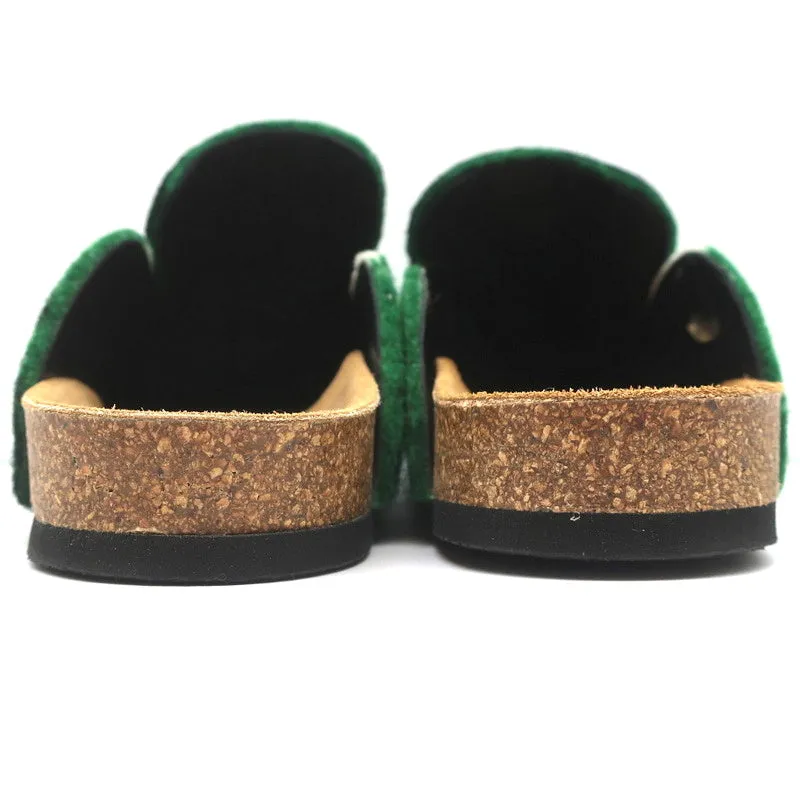 JW Anderson Felt Clog Mules Green Landscape Size 37 Backless Penny Loafers