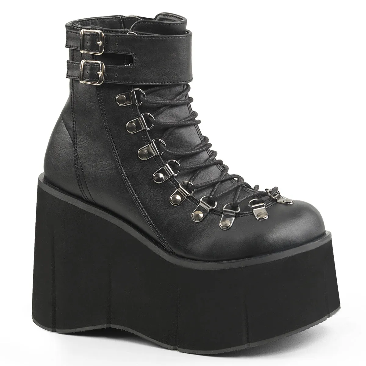 KERA-21 DemoniaCult Black Vegan Leather Sexy Women's Ankle Boots (Alternative Footwear)