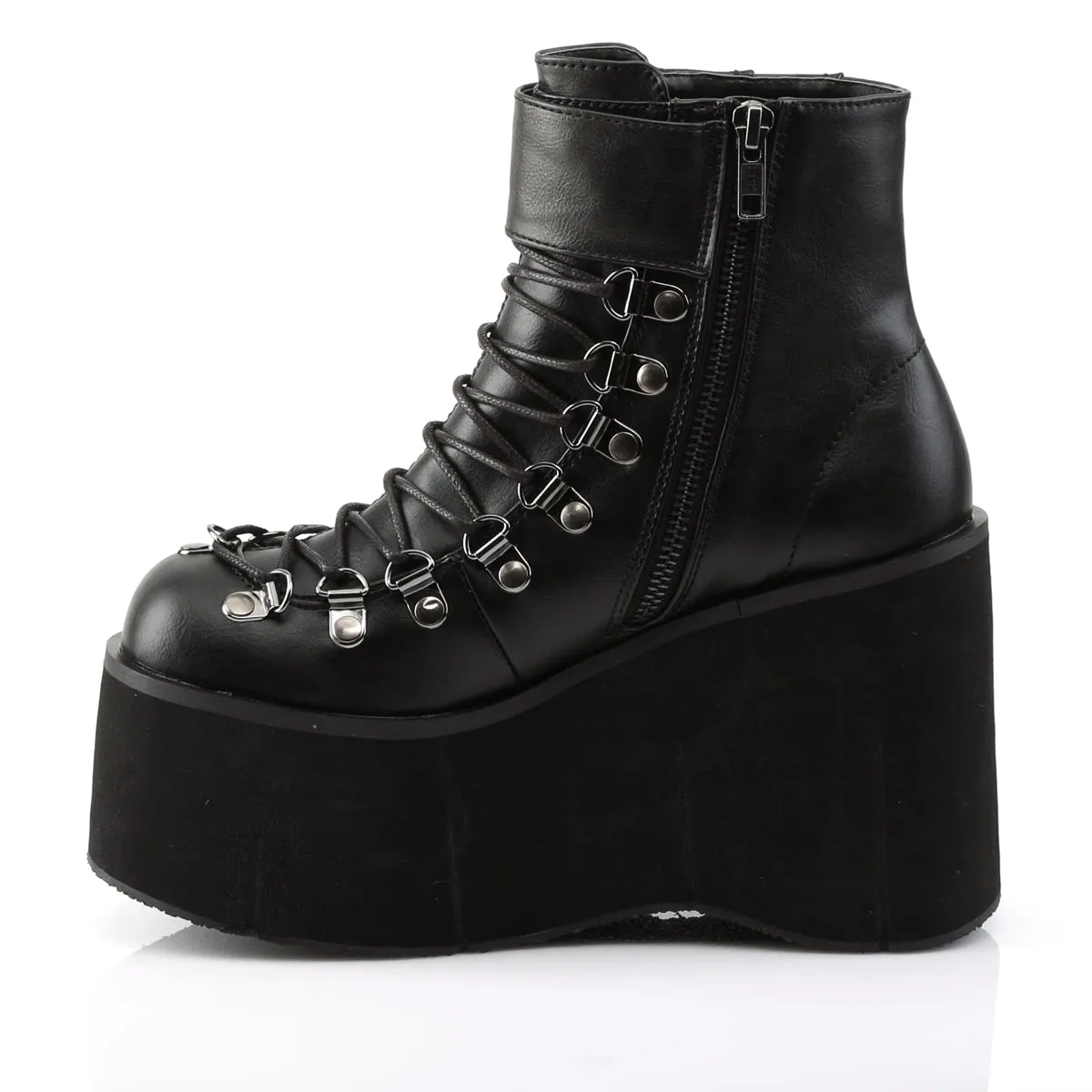 KERA-21 DemoniaCult Black Vegan Leather Sexy Women's Ankle Boots (Alternative Footwear)