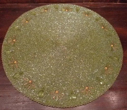 Kim Seybert Crystal Jewel Embellished Beaded Gold Place Mat
