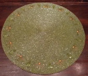 Kim Seybert Crystal Jewel Embellished Beaded Gold Place Mat